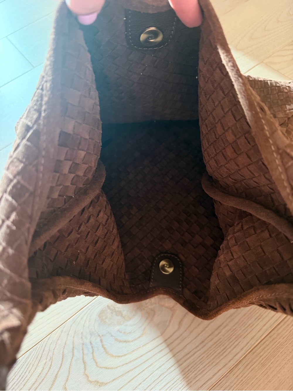 BROWN WOVEN LEATHER BAG MADE IN INDIA TJX NWOT VIRAL TIKTOK - Picture 9 of 9
